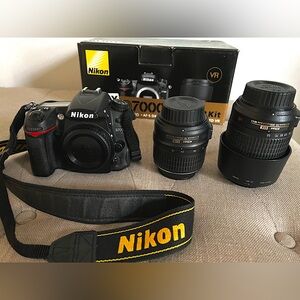 Nikon D7000 Digital camera, Nikon Lens DX 18-55 mm , Nikon DX 55- 200.